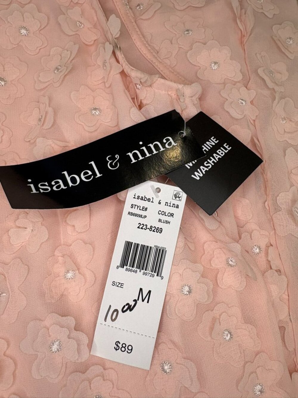 NWT Isabel & Nina 3D Flower Mock Neck Sleeveless Dress‎ size M, Blush - Picture 9 of 11